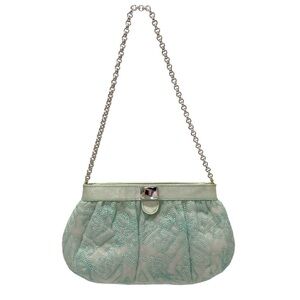 Swarovski Vintage Evening Bag In Mint Green Embroidered Swarovski Lettering New